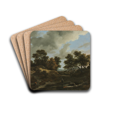 Wooded and Hilly Landscape by Jacob van Ruisdael Drink Coasters - set of 4