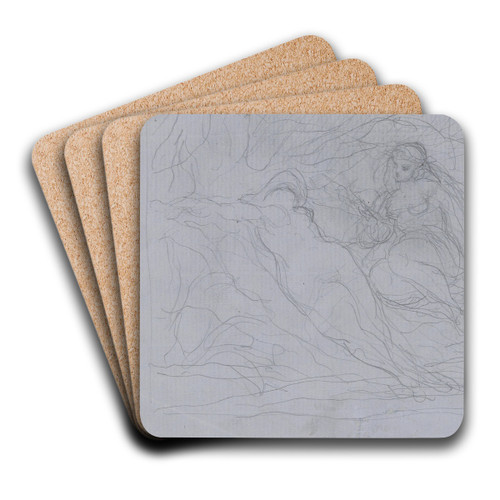 Liegender weiblicher Akt in einer Landschaft, daneben eine lagernde junge Frau, diesen betrachtend by Victor Mller Art Drink Coaster set Liegender weiblicher Akt in einer Landschaft, daneben eine lagernde junge Frau, diesen betrachtend by Victor Mller Art Drink Coaster set
