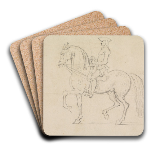 Rider With a Draw-Rein, Walking to Left by James Seymour Art Drink Coaster set Rider With a Draw-Rein, Walking to Left by James Seymour Art Drink Coaster set