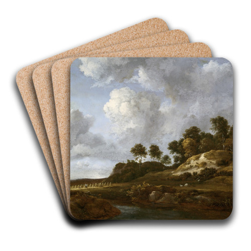 Landscape with Cornfields by Jacob van Ruisdael Art Drink Coaster set