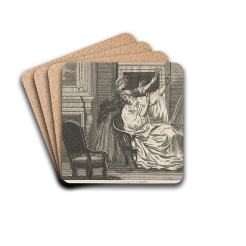 Fable VIII. The Lady and the Wasp by John Wootton Drink Coasters - set of 4 Fable VIII. The Lady and the Wasp by John Wootton Drink Coasters - set of 4
