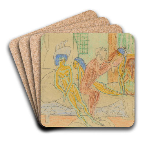 Brothel Scene by Axel Trneman Art Drink Coaster set