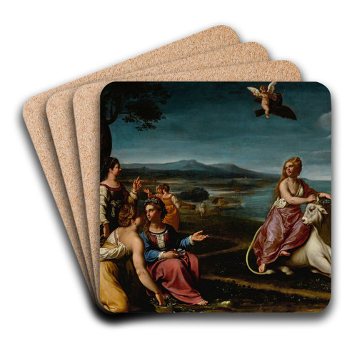 The Rape Of Europa by Antiveduto Gramatica Art Drink Coaster set
