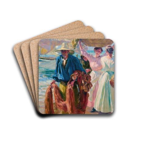 Valencia, Returning from Fishing by Jos Mongrell Drink Coasters - set of 4