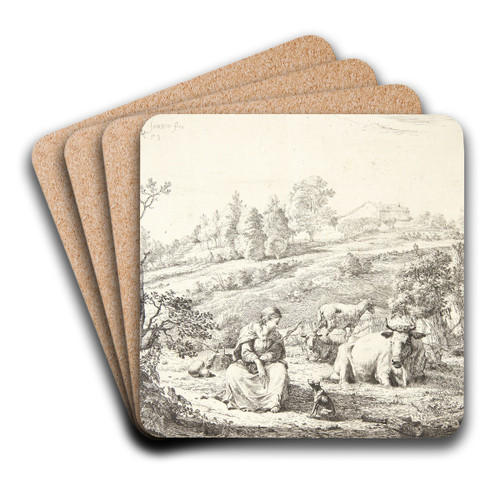 Hyrdinde, som taler med sin hund by Karel Dujardin Art Drink Coaster set
