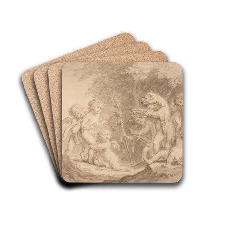 Amorini Playing in a Woodland Setting by Lady Diana Beauclerk Drink Coasters - set of 4 Amorini Playing in a Woodland Setting by Lady Diana Beauclerk Drink Coasters - set of 4