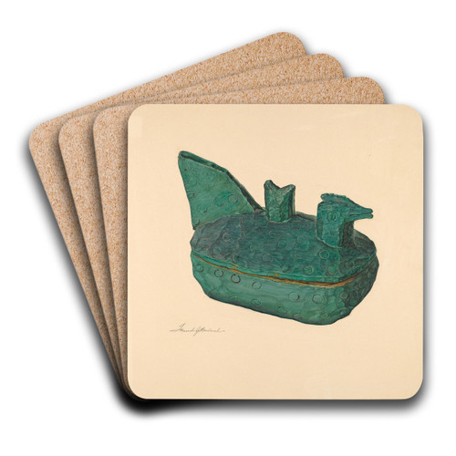 Whittled Bowl with Lid - Hen on Nest by Frank Budash Art Drink Coaster set