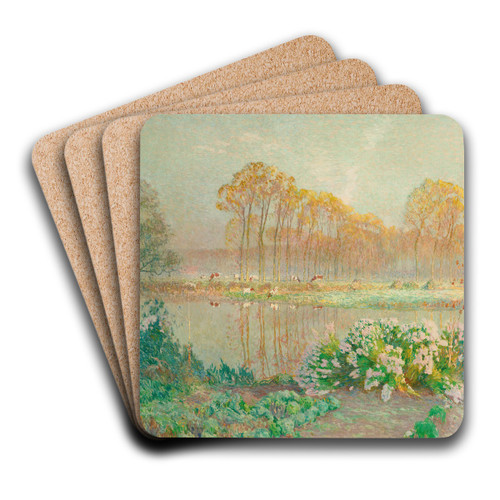 Landscape with pond and blooms by Emile Claus Art Drink Coaster set