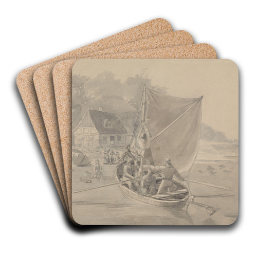 Danske fiskeres hjemkomst by Adolph Tidemand Art Drink Coaster set