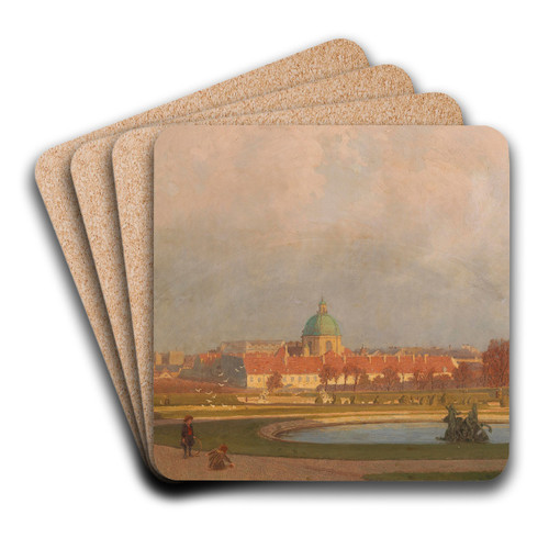 Children Playing in the Belvedere Gardens, in the Background the Salesian by Anton Hans Karlinsky Art Drink Coaster set