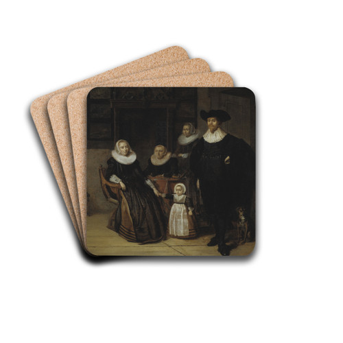 Portrait of a Family by Pieter Codde Drink Coasters - set of 4 Portrait of a Family by Pieter Codde Drink Coasters - set of 4