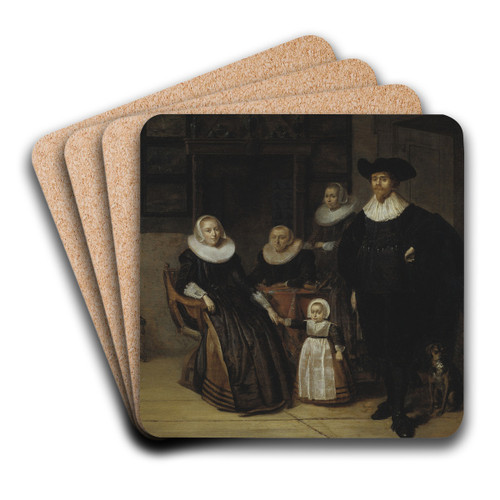 Portrait of a Family by Pieter Codde Art Drink Coaster set Portrait of a Family by Pieter Codde Art Drink Coaster set