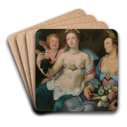 Venus, Cupid and Ceres by Cornelis Cornelisz Van Haarlem Art Drink Coaster set