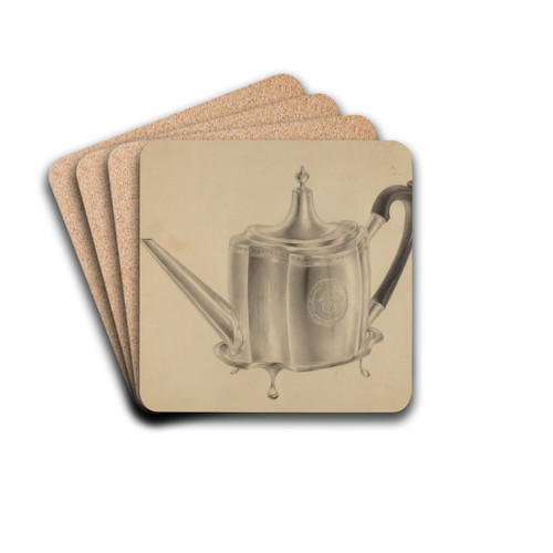 Silver Teapot by Hester Duany Drink Coasters - set of 4