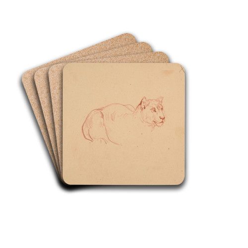 tude de lionne by Jacques-Raymond Brascassat Drink Coasters - set of 4
