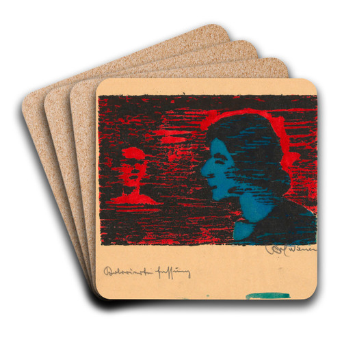 Ohne Titel (Frauenportrt) by Karl Wiener Art Drink Coaster set