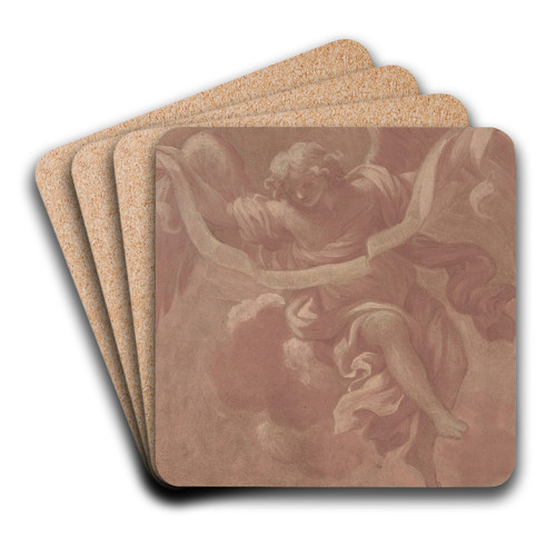 Angel Holding a Banderole by Antonio Franchi Art Drink Coaster set