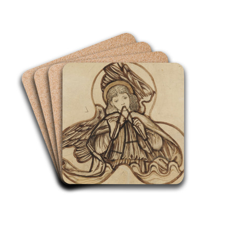 Angel Playing on Pipes by Sir Edward Coley Burne-Jones Drink Coasters - set of 4