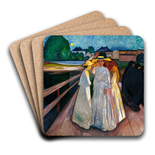 On the Bridge by Edvard Munch Art Drink Coaster set