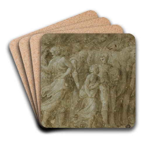 Procession of Figures and Oxen by Biagio Pupini Art Drink Coaster set
