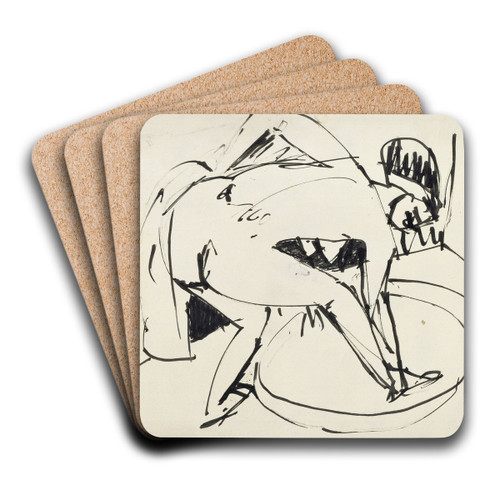 Girl in tub by Ernst Ludwig Kirchner Art Drink Coaster set