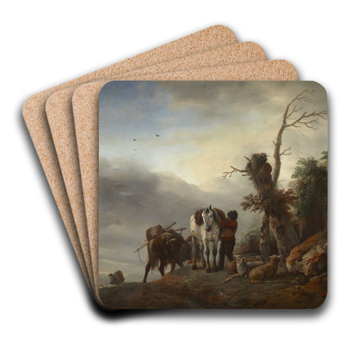 Landscape with Packhorses by Philips Wouwerman Art Drink Coaster set
