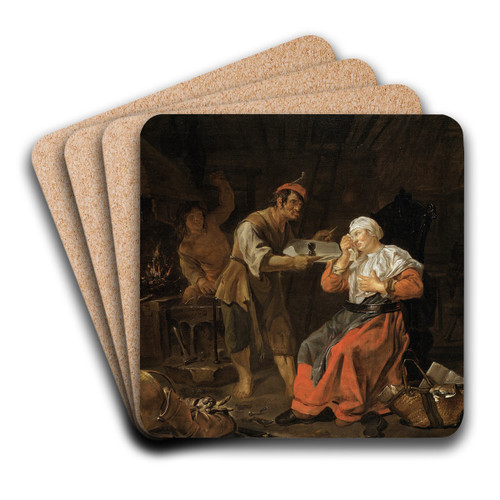 Old Woman in a Gossip-chair by Gabriel Metsu Art Drink Coaster set