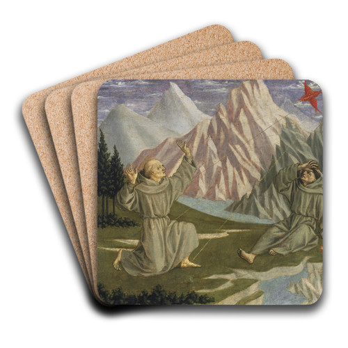 Saint Francis Receiving the Stigmata by Domenico Veneziano Art Drink Coaster set