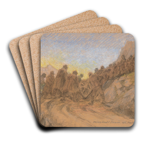 Battlefield in Hartkara by Elemr Halsz-Hradil Art Drink Coaster set