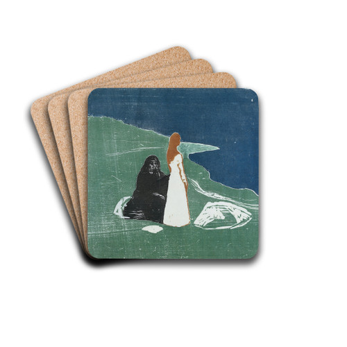 Two Women on the Shore by Edvard Munch Drink Coasters - set of 4