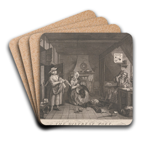The Distressed Poet by William Hogarth Art Drink Coaster set