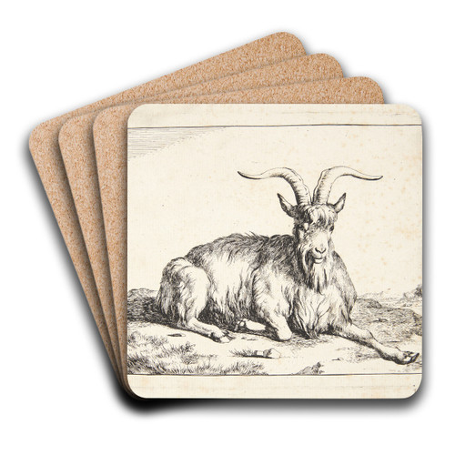 Liggende ged by Marcus de Bye Art Drink Coaster set