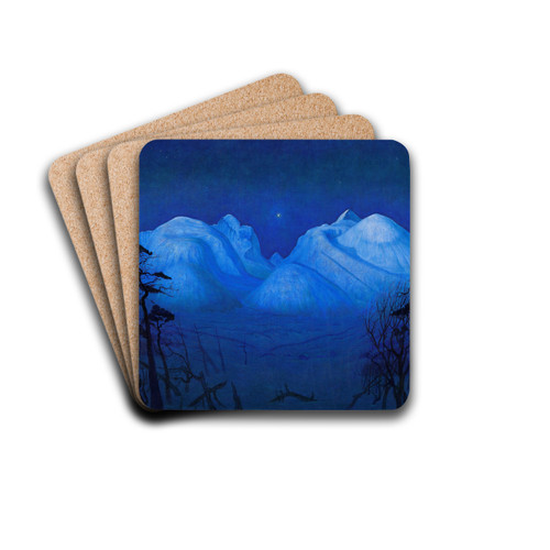 Winter Night in the Mountains by Harald Sohlberg Drink Coasters - set of 4