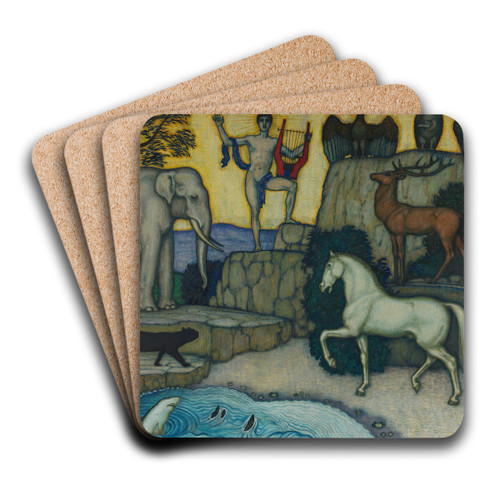 Orpheus and the Animals by Franz von Stuck Art Drink Coaster set