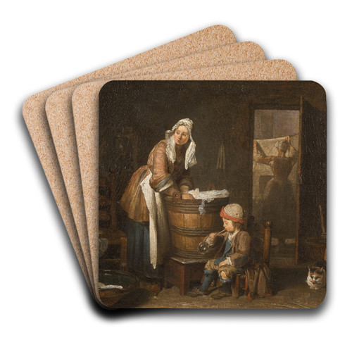 The Washerwoman by Jean Simon Chardin Art Drink Coaster set
