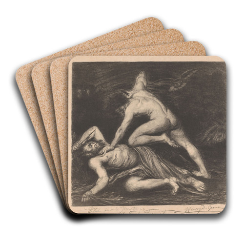 Twee naakte figuren met elkaar in strijd by Henri de Groux Art Drink Coaster set Twee naakte figuren met elkaar in strijd by Henri de Groux Art Drink Coaster set