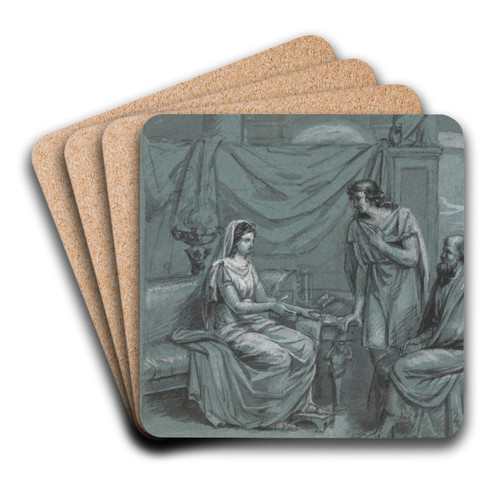 Two Messengers and a Woman by Jean Antoine Verschaeren Art Drink Coaster set