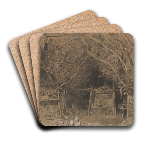 The Workshop of a Wooden Shoe Maker by Constant Troyon Art Drink Coaster set