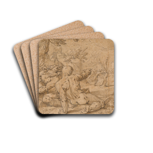 River Gods Watching Apollo Pursuing Daphne by Abraham Bloemaert Drink Coasters - set of 4