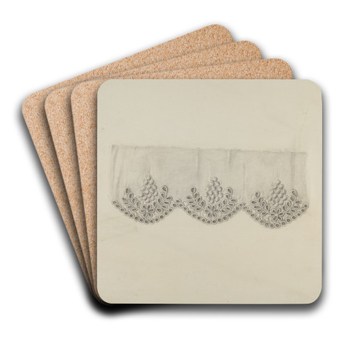Embroidered Edging by Marie Famularo Art Drink Coaster set