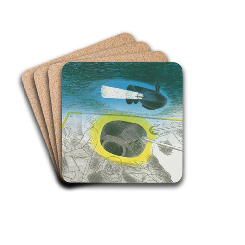 Submarine Series; Introductory Lithograph by Eric Ravilious Drink Coasters - set of 4 Submarine Series; Introductory Lithograph by Eric Ravilious Drink Coasters - set of 4