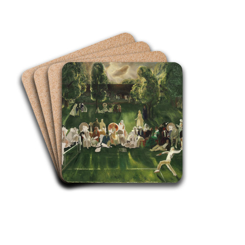 Tennis Tournament by George Wesley Bellows Drink Coasters - set of 4 Tennis Tournament by George Wesley Bellows Drink Coasters - set of 4
