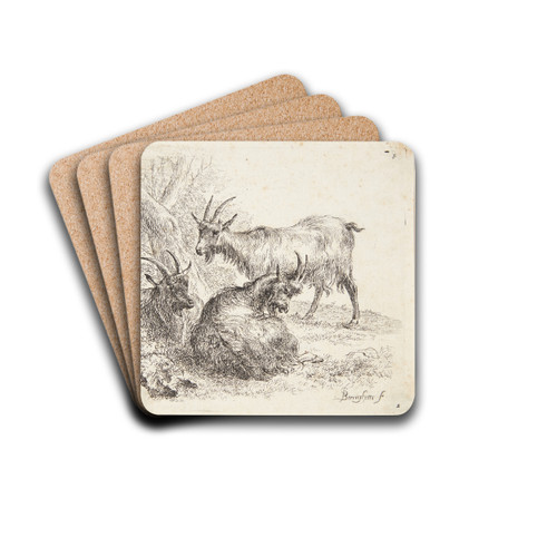 Tre geder by Nicolaes Pietersz. Berchem Drink Coasters - set of 4 Tre geder by Nicolaes Pietersz. Berchem Drink Coasters - set of 4