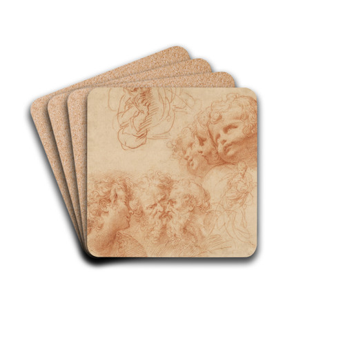 Head and Figure Studies by Giulio Cesare Procaccini Drink Coasters - set of 4