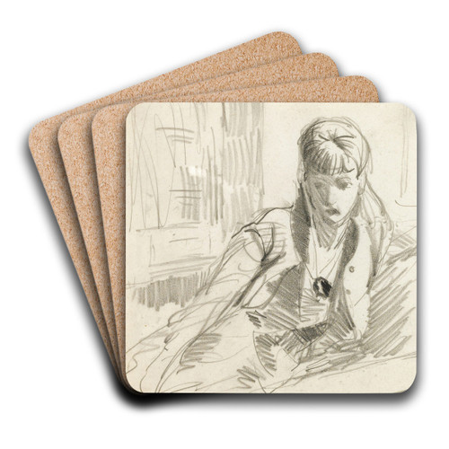 Young girl by Robert Henri Art Drink Coaster set