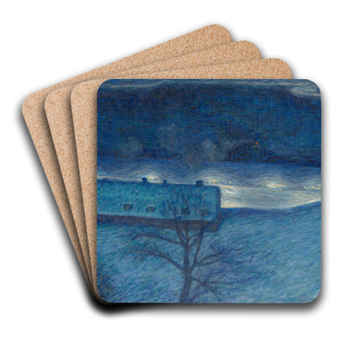 Winter Night on the Quay by Eugne Jansson Art Drink Coaster set