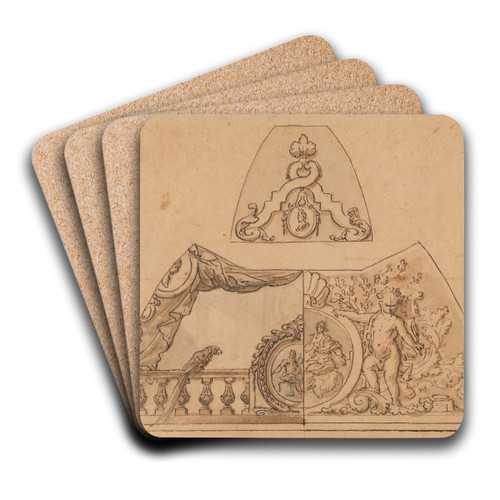 Design for a Ceiling Decoration (with a Parrot) by Sir James Thornhill Art Drink Coaster set Design for a Ceiling Decoration (with a Parrot) by Sir James Thornhill Art Drink Coaster set