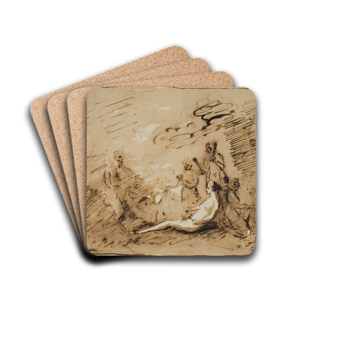 Nymphs and Satyrs Playing Musical Instruments by Claude Lorrain Drink Coasters - set of 4