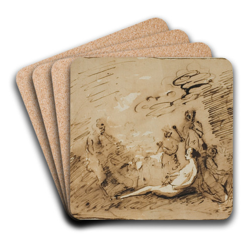 Nymphs and Satyrs Playing Musical Instruments by Claude Lorrain Art Drink Coaster set