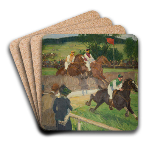 Horse Racing by Gsta Von Hennigs Art Drink Coaster set